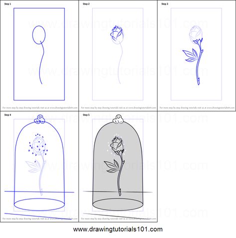 How to Draw The Enchanted Rose from Beauty and the Beast Printable Drawing Sheet by DrawingTutorials101.com Beauty And The Beast Rose Drawing, Beauty And The Beast Printable, Beast Beauty And The Beast, Beauty And The Beast Drawing, Disney Drawing Tutorial, Drawing Easy Step By Step, Disney Doodles, Beauty And The Beast Rose, Disney Character Drawings