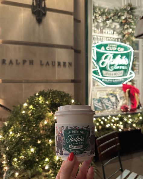 Ralph’s Coffee christmas cup, Ralph Lauren flagship store Madison Avenue #ralphlauren #ralphscoffee #holidaydecor #christmas #christmasinnewyork Ralph Lauren Holiday Aesthetic, Ralph Lauren Christmas Aesthetic, Ralph Lauren Inspired Christmas, Ralph Lauren Coffee, Ralphs Coffee, Ralph Lauren Nyc, Ralph Lauren Christmas, 2025 Prayer, Prayer Vision Board