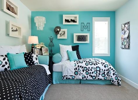 Turquoise Teen Bedroom, Aqua Interior, Aqua Bedrooms, Bedding Green, Theatrical Scenery, Girls Bedroom Paint, Turquoise Room, Bedroom Turquoise, Girls Room Design