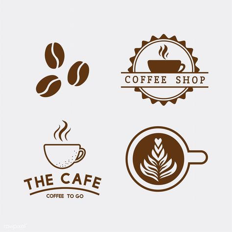 Set of coffee elements and coffee accessories vector | free image by rawpixel.com Coffee Elements, Coffee Logos, Coffee Hampers, Initials Logo Letters, Cafe Logos, Logo Design Coffee, Coffee Shop Logo Design, Logo Generator, Logo Coffee