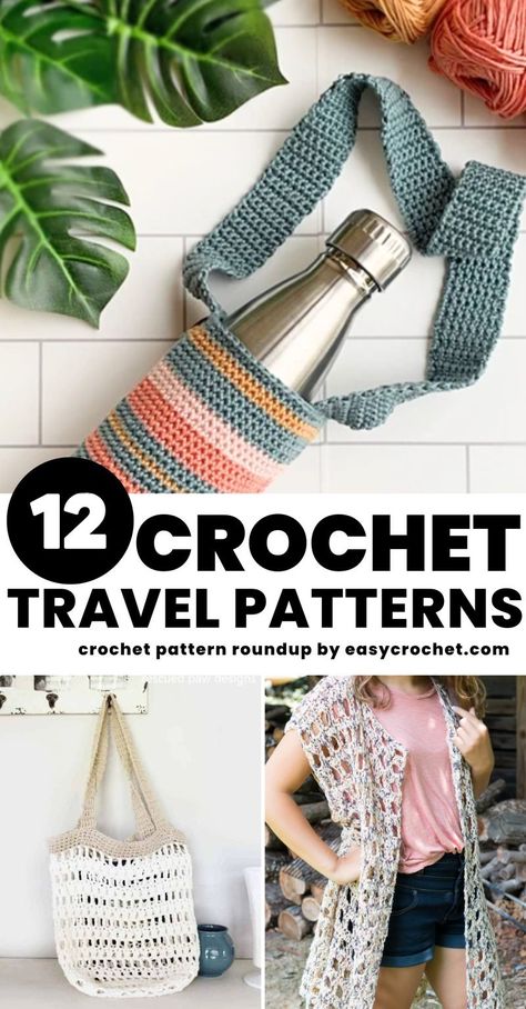 12 Free Travel Crochet Patterns Crochet Travel Accessories, Crochet Glasses Holder, Travel Crochet, Crochet Glasses, Crochet Travel, Crochet Washcloth Pattern, Travel Pattern, Diy Travel Bag, Glasses Pouch