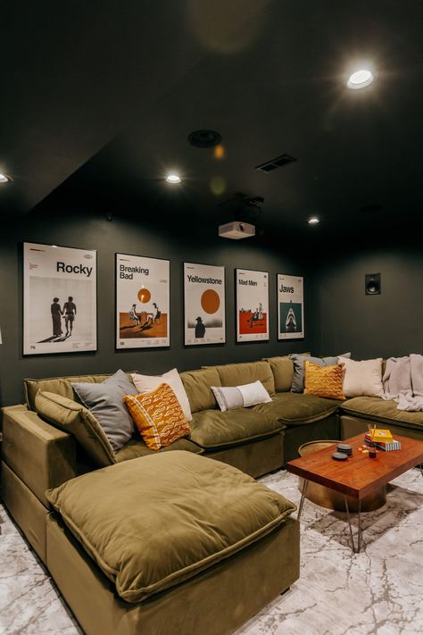 Basement Inspiration, Home Cinema Room, Basement Living Rooms, Basement Makeover, Home Theater Rooms, Cinema Room, Studio Mcgee, Basement Design, Home Cinemas