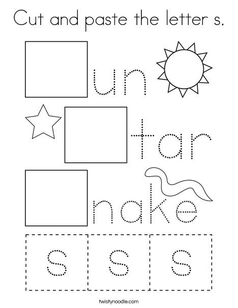 Cut and paste the letter s Coloring Page - Twisty Noodle Letter S For Preschool, Letter S Kindergarten, Letter S Worksheets For Preschool, Letter S Activities For Preschool, Letter S Worksheet, S Worksheet, Transportation Alphabet, Preschool Letter S, Letter S Crafts