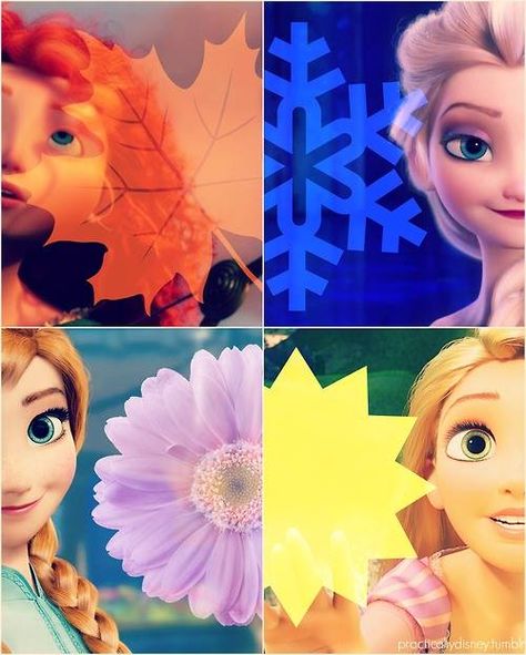 Disney Princesses Season - Merida - Elsa - Anna - Rapunzel Brave Disney Princess, All The Disney Princesses, Brave Disney, Princess Anna Frozen, Disney Princess Dress, Frozen And Tangled, Disney Brave, Images Disney, Disney Pixar Movies