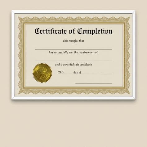 Celebrate achievements with our professionally designed Certificate of Completion Template. Perfect for recognizing the successful completion of courses, training programs, workshops, and seminars, this custom and printable certificate is ideal for educators, businesses, and organizations. Order your Certificate of Completion Template today and provide a tangible recognition of hard work and dedication. Perfect for educators, businesses, and hobbyists alike!