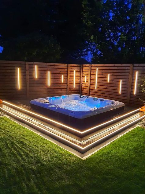 Whirpool Outdoor, Swim Spa Landscaping, Wellness Lounge, Spa Landscaping, Sunken Hot Tub, Hot Tub Deck, Hot Tub Backyard, Hot Tub Garden, Jacuzzi Outdoor