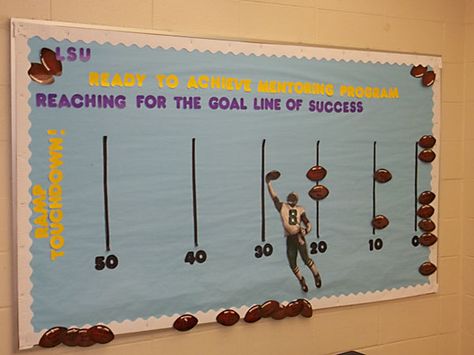 Sports Theme Incentive Bulletin Board Wildly Important Goals Bulletin Board, Data Bulletin Boards, Kindergarten Health, Football Bulletin Boards, Wildly Important Goals, Hr Ideas, Goals Bulletin Board, Data Walls, Reward Board