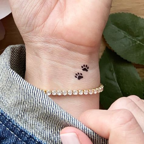 Paw Print Temporary Tattoos Set of 16 Dog Paw Temporary Tattoo Minimalist Pet Tattoo Paw Print Tattoo Paw Prints Pet Remembrance - Etsy Beagle Paw Print Tattoo, Pet Dog Tattoo Designs, Tattoo Designs Dog Paw, Cross With Paw Print Tattoo, Ankle Tattoo Paw Print, Make A Difference Tattoo, Dog Paw Tattoo On Finger, Four Paw Print Tattoo, Dog Tribute Tattoo Small Dachshund