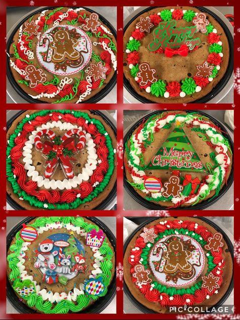 Christmas Cookie Cakes Giant Christmas Cookie, Holiday Cookie Cake, Christmas Cookie Cakes Decorated, Cookie Cake Christmas Designs, Christmas Message Cookies, Cookie Cake Christmas, Christmas Cookie Cake Ideas, Christmas Cookie Cake Design, Great American Cookie Cake Designs