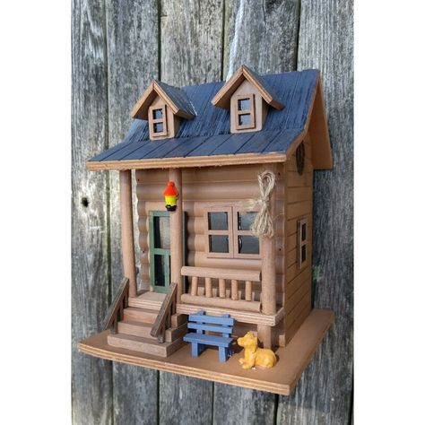 Home Bazaar Hatchling Series Log Cabin 8.5 in x 6.5 in x 6.5 in Birdhouse & Reviews | Wayfair.ca Log Cabin Bird House, Rustic Bird Baths, Cabin Birdhouse, Large Bird Houses, Wooden Bird Houses, Bird House Kits, Decorative Bird Houses, Rustic Retreat, Hunting Dog