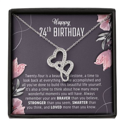 "24th Birthday Gift For Her - 24th Birthday Gifts For Her - 24th Birthday Gift For Women - 24th Birthday Gift Ideas MESSAGE CARD: Happy 24th Birthday Twenty-four is a beautiful milestone, a time to look back at everything you've accomplished and all you've done to build this beautiful life yourself. It's also a time to think about how many more wonderful moments you will have. Always remember your are BRAVER than you believe, STRONGER than you seem, SMARTER than you think, and LOVED more than yo 22 Birthday Gifts, 29th Birthday Gifts, 19th Birthday Gifts, Happy 24th Birthday, Happy 19th Birthday, Sweet Sixteen Gifts, Happy 25th Birthday, 17th Birthday Gifts, 20th Birthday Gift