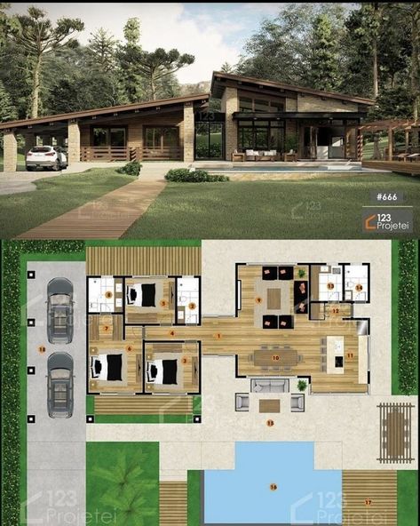 Dröm Hus Planer, Black Barndominium, Rustic Barndominium, Desain Furnitur Modern, House Floor Design, Modern Bungalow House, House Plan Gallery, Sims House Plans, House Construction Plan