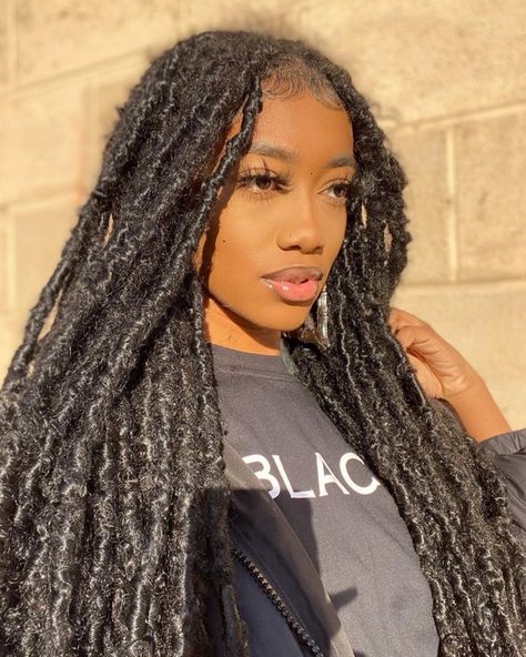 Distressed Locs Styles : Ideas for Natural Faux Locs | Jorie Hair Distressed Locs, Faux Dreads, Faux Locks, Faux Locs Hairstyles, Girls Hairstyles Braids, Braid In Hair Extensions, Braided Hairstyles For Black Women, Locs Hairstyles, Baddie Hairstyles