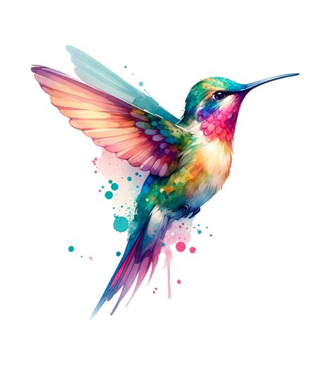 Watercolor Hummingbird Tattoo, Hummingbird Tattoo Design, Hummingbird Tattoo Watercolor, Hummingbird Images, Hummingbird Clipart, Hummingbird Artwork, Hummingbird Illustration, Hummingbird Watercolor, Colorful Hummingbird