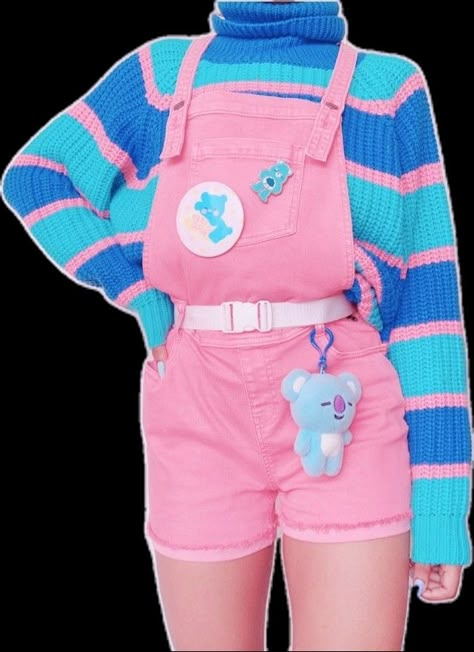 Candy Aesthetic Outfit, Pastel Kidcore Outfits, Kidcore Aesthetic Fashion, Cute Rainbow Outfits, Frock Styles, Kidcore Style, Trend Videos, Kidcore Outfit, Kidcore Fashion