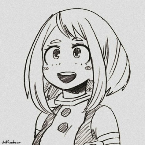 How To Draw Ochako Uraraka, Ochako Uraraka Sketch, Ochaco Drawing, My Hero Academia Easy Drawing, Easy Mha Drawings, My Hero Academia Drawing Pencil, Mha Drawings Pencil, Ochako Uraraka Drawing, My Hero Academia Art Sketch