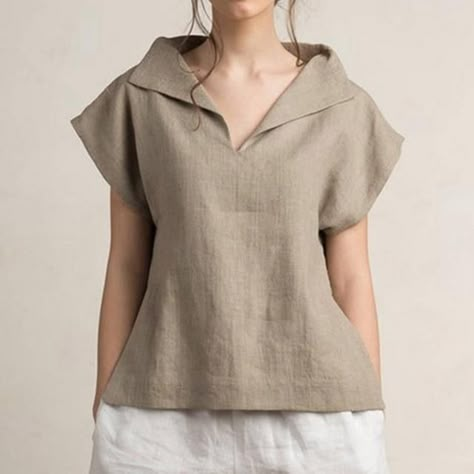 f5c3dd7514bf620a1b85450d2ae374b1desc49801358ri Cannoli Dip, Cotton Tops Designs, Linen Top Women, Linen Fashion, Casual Tunics, Linen Casual, Linen Blouse, Linen Top, Linen Clothes