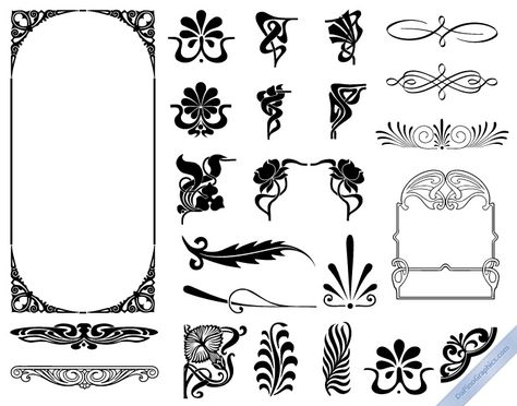 Art Nouveau Design Elements | Premium Vector Graphics | Pinterest ... Nouveau Illustration, Art Deco Elements, Art Deco Frame, Photoshop Brushes Free, Motif Art Deco, Art Nouveau Pattern, Art Nouveau Illustration, Image Nature, Art Nouveau Design