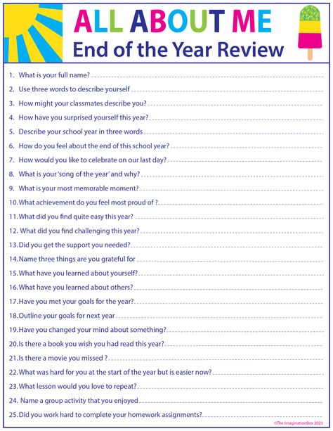 This FREE printable end-of-the-year review activity helps students to reflect and set new goals in a fun way using writing and doodles. These 50 free questions are ideal for the last week of school - a useful, low prep resource for busy teachers looking for a fun way to end the year. You can use this activity in your classroom, or as a reflective homework activity at the end of the year. Build a colorful, collaborative end-of-year bulletin board or door display. Get the free 9 page download! Social Studies End Of Year Activities, End Of The School Year Activities, 5th Grade Activities, Last Week Of School, Homework Activities, Words To Describe Yourself, Year Review, Door Display, Art Writing