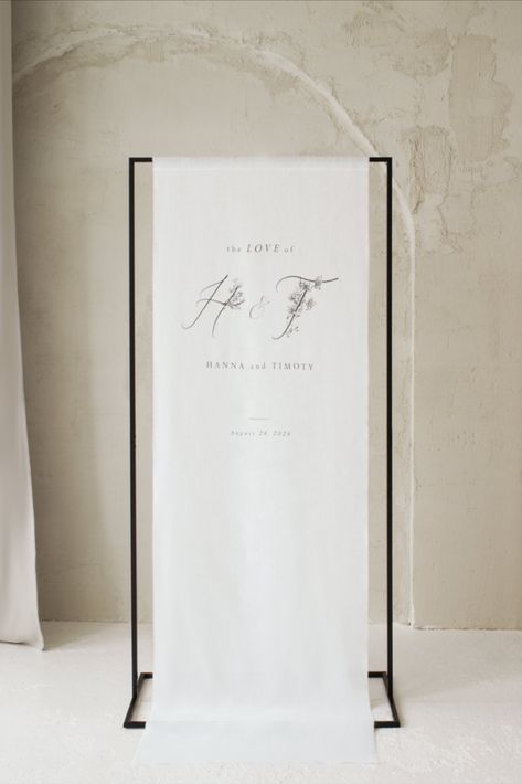 Welcome wedding sign with stand, a custom linen fabric sign for special events, ideal for weddings and special events. Linen Welcome Sign, Fabric Sign, Engagement Signs, Welcome Wedding Sign, Linen Wedding, Wedding Linens, Fabric Backdrop, Ceremony Backdrop, Wedding Mood Board