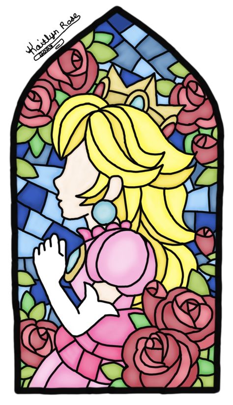 Heavenly Hues 𝓚𝓪𝓲𝓽𝓵𝔂𝓷 𝓡𝓸𝓼𝓮 #rosalina #nintendo #mario #supermario #princesspeach #luigi #princessrosalina #mariokart #princessdaisy #peach #supermariogalaxy #yoshi #daisy #mariobros #toad #bowser #mariogalaxy #supermariobros #fanart #luma#rosalinaandluma #fashion #donkeykong #art #princess #mariokarttour #digitalart #artwork #painting #fanart #peachespeachespeachespeachespeaches #jackblack Rosalina Mario Tattoo, Stained Glass Princess Peach, Princess Peach Glass Window, Mario Stained Glass Art, Princess Peach Stained Glass Window, Princess Peach Painting, Bowser Painting, Mead Label, Princess Peach Drawing