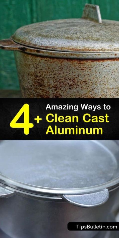 Learn how to clean cast aluminum, whether that's a frying pan or the aluminum parts for your car. Cleaning cast aluminum is easy with hot water mixed with cream of tartar. Wash the aluminum surface of your intake manifold with a wire brush and oven cleaner. #castaluminum #aluminumpan #cleanaluminum Professional Cleaning Tips, How To Clean Aluminum, Strong Teeth, Clean Pots, Aluminum Tray, Oven Cleaner, Aluminum Pans, How Do You Clean, Vinegar And Water