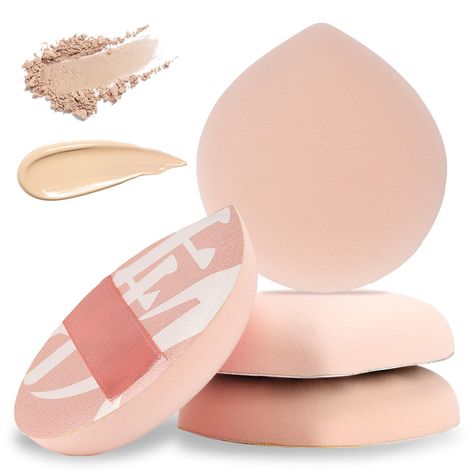 PRICES MAY VARY. HIGH-EFFICIENCY APPLICATION - Makeup blender provide a large contact surface, allowing you to apply foundation quickly and evenly. The round or teardrop shape is suitable for fine-tuning makeup in areas like the nose and canthus. SKIN-FRIENDLY MATERIAL - Made from latex-free material, these makeup puffs for foundation are soft, elastic, and ultra absorbent. They are suitable for various skin types, ensuring a gentle and comfortable application. COMPACT & PORTABLE - Large makeup Korean Makeup Products Foundation, Korean Foundation, Makeup Branding, Makeup Packaging, Beauty Blender Sponge, Blender Sponge, Apply Foundation, Makeup Puff, Makeup Sponges