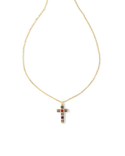 A meaningful symbol gets a touch of glam in the Gracie Gold Cross Short Pendant Necklace in Multi Mix. Princess cut crystals are arranged in a sparkling cross shape and paired with a dainty chain. Sweet and full of shine, add this pendant to your everyday style rotation as a reminder of what matters to you most. Metal 14k Gold Over Brass Material Dark Blue Crystal, Dark Green Crystal, Light Red Crystal, Purple Crystal, Red Orange Crystal, Violet Crystal Closure Lobster Clasp W/ Single Adjustable Gold And Garnet Jewelry, Timeless Necklace, Jewelry Combo, Pink Gold 14k Pendant Necklaces, 14k Pink Gold Pendant Necklaces, Pink Dainty Crystal Pendant Necklace, Kendra Scott Gold Necklace Pink, Kendra Scott Butterfly Necklace Pink, Golden Rose Necklace