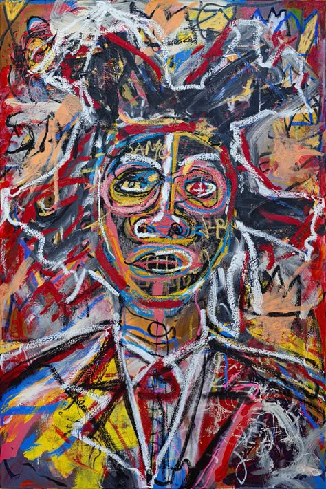 African Modern Art, Iconic Paintings, Portrait Abstract, Basquiat Portrait, Expressive Painting, Abstract Portraits, Basquiat Self Portrait, Basquiat Inspired Art, Expressionism Art