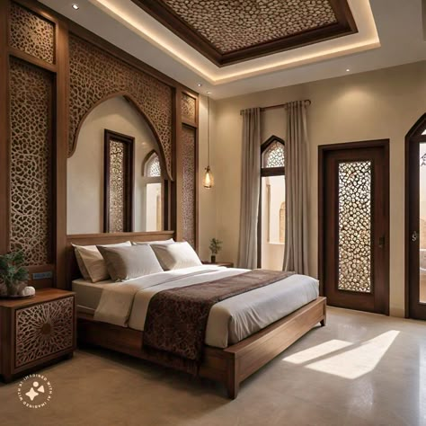 Indian Royal Bedroom Design, Modern Orientalism, Desi Bedroom, Pakistani Bedroom, Thai House Design, Royal Interior, Artistic Interior Design, Royal Bedroom Design, Castle House Design