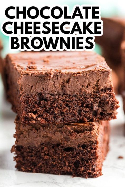 These Chocolate Cheesecake Brownies are rich and sinful and absolutely delicious. Chocolate and cheesecake, a match made in chocolate lover's Heaven. #brownies #homemadebrownies #chocolatecheesecake #dessert #cheesecake #amandascookin Chocolate Cheesecake Brownies, Dessert Cookbooks, Cherry Desserts, Baking Cocoa, Rich Desserts, Cheesecake Brownies, Unsweetened Chocolate, Chocolate Cheesecake, Chocolate Brownies