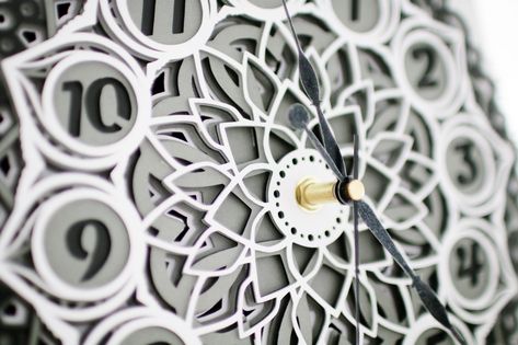 Hobby Lobby Frames, Svg Tutorial, Mandala Clock, Clock Svg, 3d Clock, Sunburst Wall Art, Paper Clock, Layered Mandala, Cricut Projects Beginner