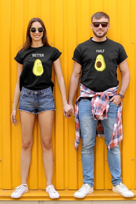 Avocado Couple, Cute Couples Costumes, Avocado Shirt, Mrs Always Right, Funny Couple Shirts, Matching Costumes, Couple Tees, Half Shirts, Matching Couple Shirts