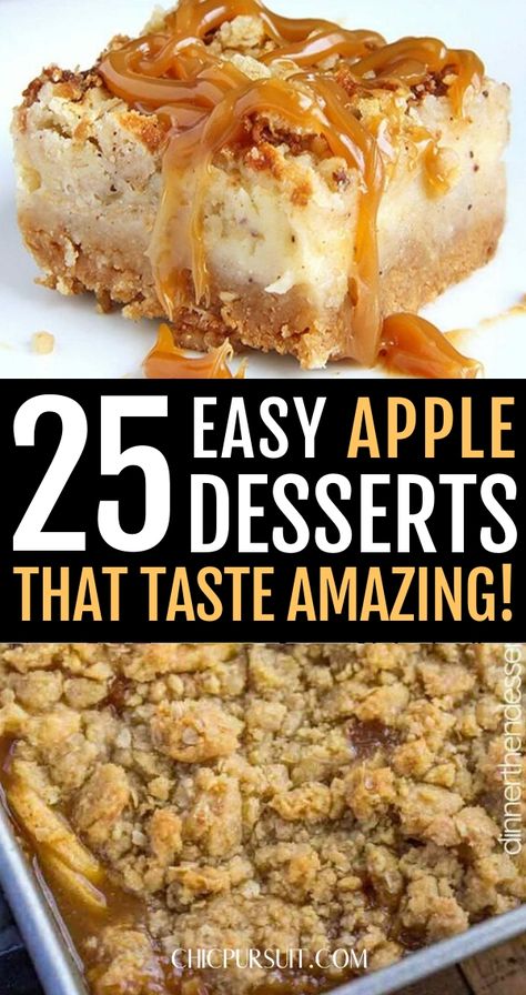 Best Apple Desserts Easy & Quick | Looking for apple dessert recipes easy & simple to impress your family? These apple recipes easy include apple pie, apple cobbler, apple crescent rolls, crumb cake, apple blondies, apple cheesecake bars and so many more yummy recipes! A few of these are apple desserts healthy, apple desserts easy 3 ingredients, while others are apple desserts easy & healthy. #appledesserts #easy #appledessertrecipes #apple #desserts #recipes #applerecipes Fresh Apple Dessert Recipes Easy, Green Apple Dessert Recipes, Green Apple Dessert, Apple Desserts Recipes, Easy Apple Desserts, Cobbler Apple, Apple Crescent, Traditional Apple Pie Recipe, Quick Apple Dessert