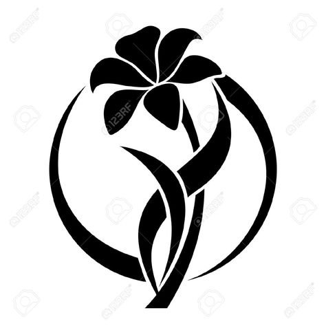 Black Silhouette Of Lily Flower Black And White Silhouette, Flower Vector, Flower Silhouette, Flowers Vector, Flower Stencil, Silhouette Stencil, Pola Sulam, Stencil Patterns, Trendy Flowers