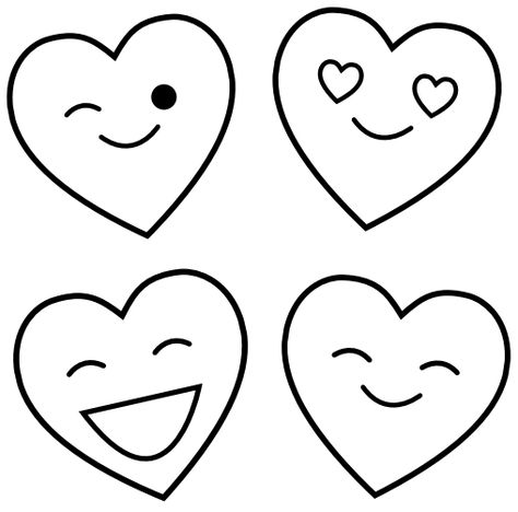 Heart Cutouts Printable, Hearts To Color Free Printable, Hearts To Print Free Printable, Valentine Templates Free Printable, Hearts To Print, Valentine Hearts Printable, Hearts With Faces, Hearts To Color, Printable Hearts