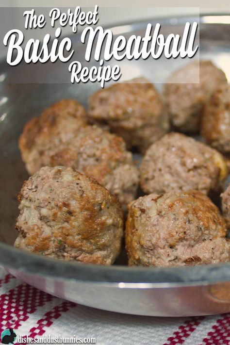 The Perfect Basic Meatball Recipe - Dishes & Dust Bunnies Basic Meatball Recipe, Basic Meatballs, Meatballs And Gravy, Easy Biscuit Recipe, Meatball Recipes Easy, Pork Meatballs, Meatballs Easy, Meatball Recipe, Beef Meatballs