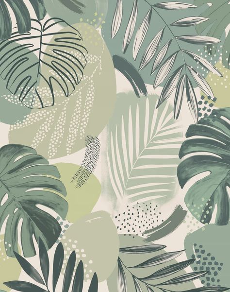 ABSTRACT JUNGLE LEAF GREEN – The Pattern Collective British Wallpaper, Abstract Jungle, Jungle Pattern, Jungle Wallpaper, Leaf Green, Jungle Theme, Tropical Style, Painted Leaves, Leaf Wallpaper