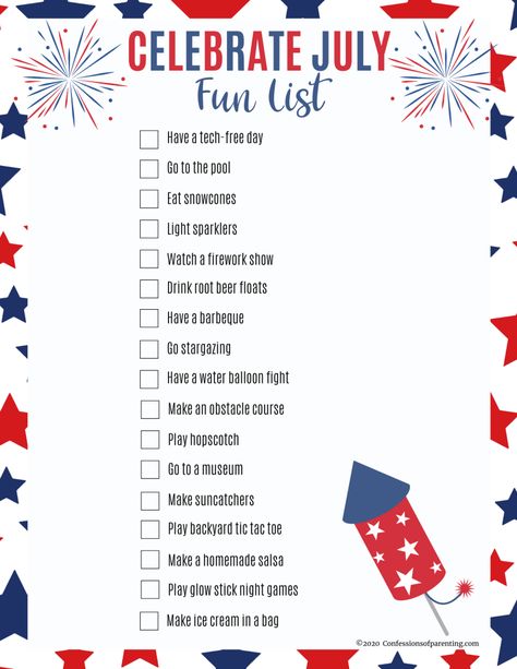 Things To Do For The Fourth Of July, What To Do On The 4th Of July, What To Do On The Fourth Of July, Fourth Of July Bucket List, 4th Of July Bucket List, Things To Do On Fourth Of July, July Bucket List Ideas, July To Do List, July Checklist