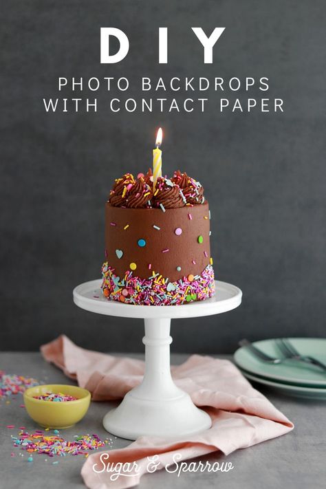 Learn how to make your own photography backgrounds with a little contact paper magic! Easy to make, super cheap, and perfect for food photography and product photography | Sugar & Sparrow | #contactpaper #diyphotobackgrounds #diyphotographybackgrounds #diybackdrop #photography #foodphotography #productphotography #cakephotography #cake #sugarandsparrow #cakes Photography Background Diy, Diy Food Photography, Cake Backdrops, Food Photography Background, Food Photography Tutorial, Diy Photo Backdrop, Dessert Photography, Paper Magic, Baking Business