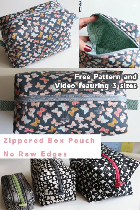 Learn how to sew this zippered box pouch with no raw edges! Melanie Ham makes it easy to follow along to get this professional look that is great for gifts and organizing your things! Sew Boxy Pouch, Lined Boxy Zipper Pouch Tutorial, Box Zipper Pouch Tutorial, Block Zipper Pouch Tutorial, Lined Zipper Pouch Tutorial Free Pattern, Box Zipper Pouch Tutorial Free Pattern, Easy Sew Zipper Pouch, Quilt Zipper Pouch, Zipper Box Pouch Tutorial