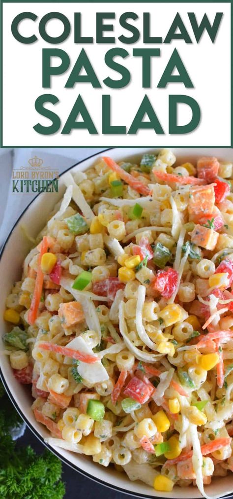 Coleslaw Pasta Salad, Coleslaw Pasta, Crunchy Coleslaw, Classic Pasta Salad, Coleslaw Recipe Easy, Coleslaw Salad, Wax Beans, Cold Pasta, Cold Salad