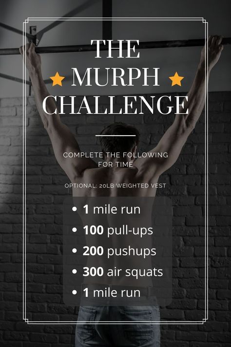 The Murph Challenge is a legendary workout designed to test your body and mind. Originally a preferred workout of LT. Michael Murphy, Murph has become one of Crossfit's toughest challenges (a Hero WOD). This deceptively simple workout is both brutal and rewarding. It requires no gear, making it an ideal quarantine workout. #quarantineworkout #murphchallenge #exercise #fitness #bodyweight Murph Crossfit Workout, Murph Workout Crossfit, The Murph Workout, Hero Workouts Crossfit, Modified Murph Workout, Murph Prep Workouts, Murphy Workout, Hyrox Workout, Amrap Workouts