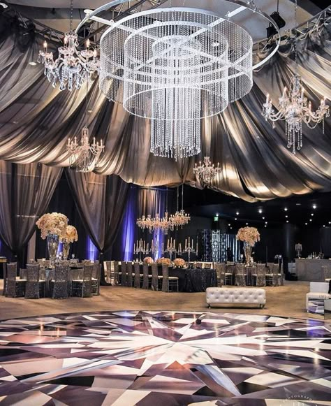 Reception Decorations Ballroom, Ballroom Wedding Reception Draping, Wedding Ballroom Lighting, Fancy Night Club Interior, Pelamin Mewah Exclusive, Dream Wedding Reception, Luxury Weddings Reception, Luxury Wedding Decor, Extravagant Wedding