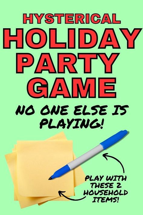 Hilarious Christmas party game is a simple group game with household items and fun last minute game to add to your holiday party or Christmas Eve sleepover! One of the best Christmas games for large groups or games with no supplies! Fun for Christmas party games for teens, Christmas party games for church groups or even Thanksgiving games or Friendsgiving activities! #easygames #holidaygame #groupgames #gameideas Christmas Games Adult Group, Last Minute Christmas Party Games, Christmas Party Ideas For Large Groups, Classroom Christmas Games Middle School, Christmas Party Games For Groups Adults, Party Games For Adults Christmas, Work Christmas Party Games Hilarious, Easy Christmas Party Games For Adults, Christmas Games For 4 People