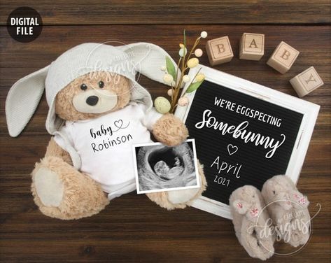 April Baby Announcement, Easter Social Media, Easter Pregnancy Reveal, Facebook Baby Announcement, Easter Baby Announcement, Second Baby Announcements, April Baby, Easter Pregnancy Announcement, Unique Pregnancy Announcement