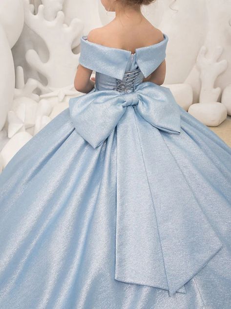 Long Flower Girl Dresses, Flower Girl Dresses Blue, Satin Ball Gown, First Communion Dress, Kids Gown, Cute Prom Dresses, Girl Princess Dress, Birthday Party Dress, Satin Prom Dress