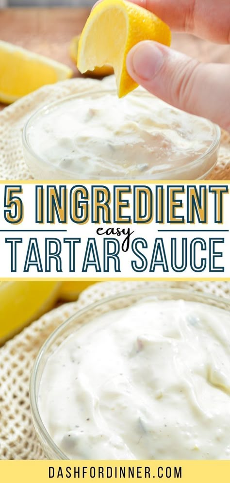 Homemade Tartar Sauce Easy, Make Tartar Sauce, Easy Tartar Sauce, British Fish And Chips, Homemade Dressings, Homemade Tartar Sauce, Fried Fish Recipes, Recipe Tin, Tartar Sauce