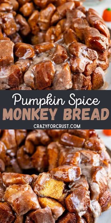 Pumpkin Spice Monkey Bread, Autumn Brunch Recipes, Pumpkin Monkey Bread, Cinnamon Roll Monkey Bread, Monkey Bread Recipe, Recipes Pumpkin, Pumpkin Loaf, Fall Baking Recipes, Pumpkin Spice Recipe