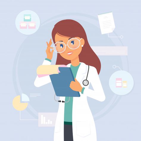 Female doctor reads medical analysis | Premium Vector #Freepik #vector Medical Analysis, Pharmacy Art, Birthday Cake For Husband, Illustration Courses, Illustration Story, Medical Outfit, Motion Graphics Design, Best Urdu Poetry Images, Female Doctor